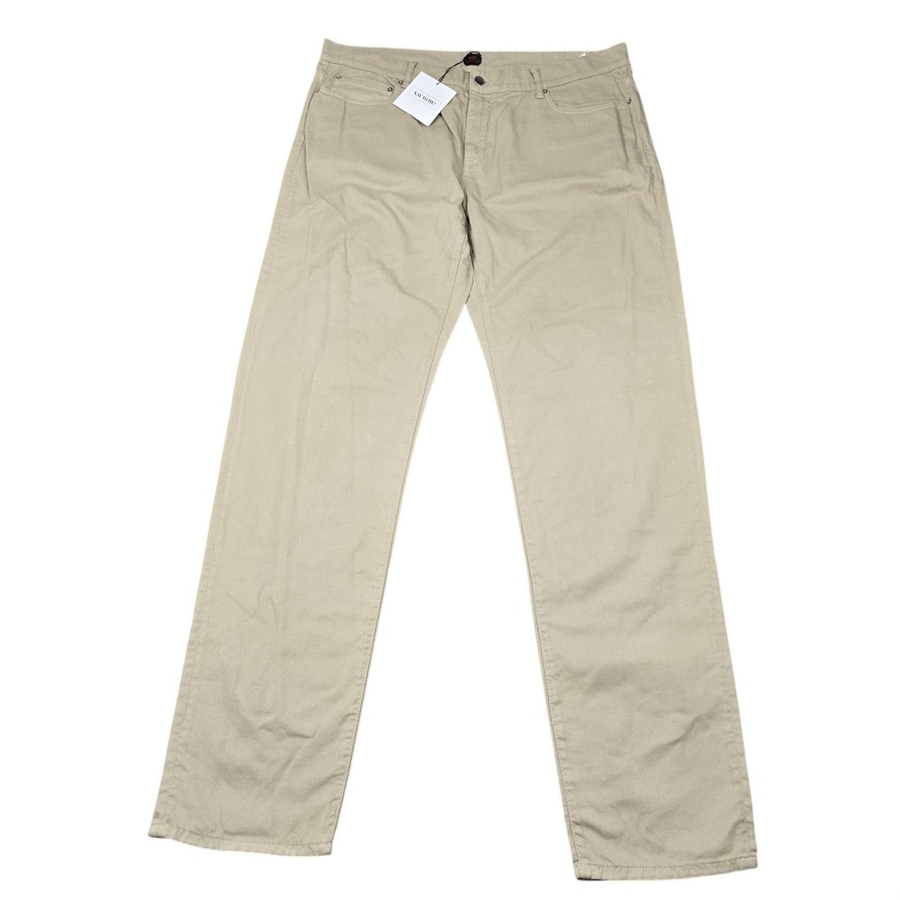 Massimo Piombo Alex 5 Pockets Jeans Mens 34x34 Beige Straight Denim Italy New